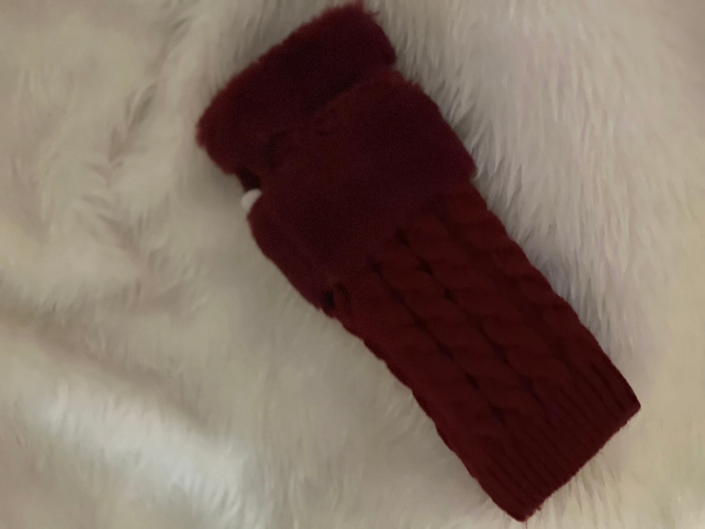 Faux fur Fingerless Red Gloves
