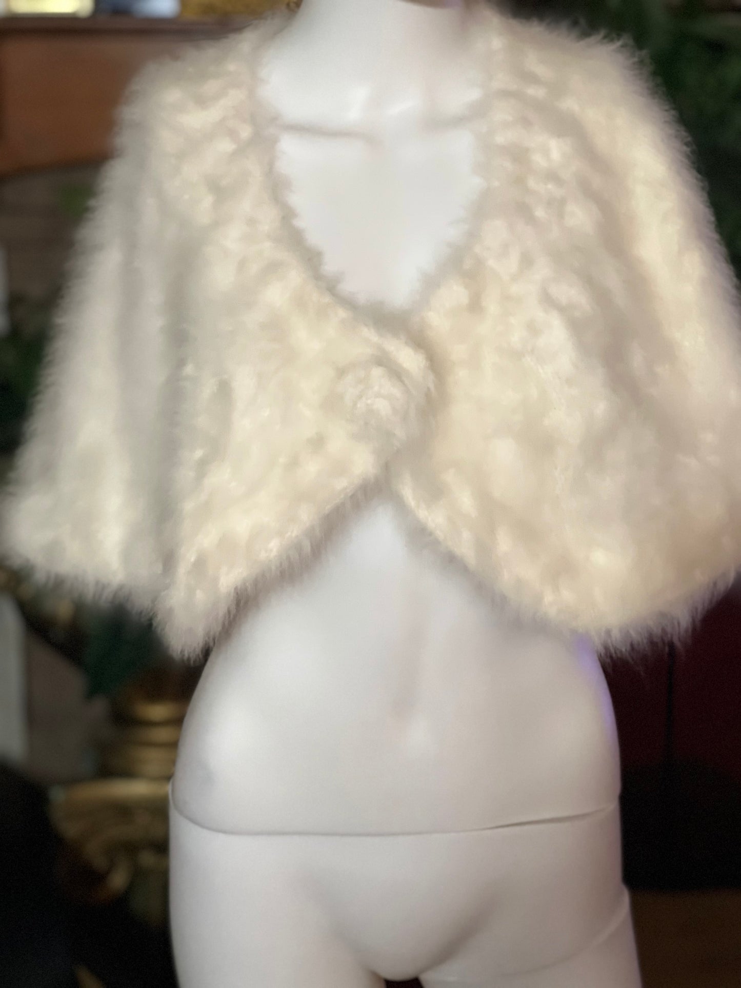 White Faux Fur Shrug XL