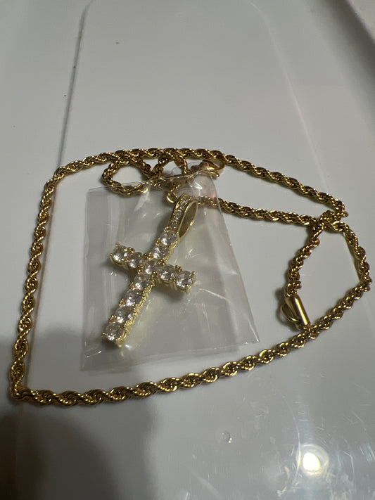 Gold Cross & Chain