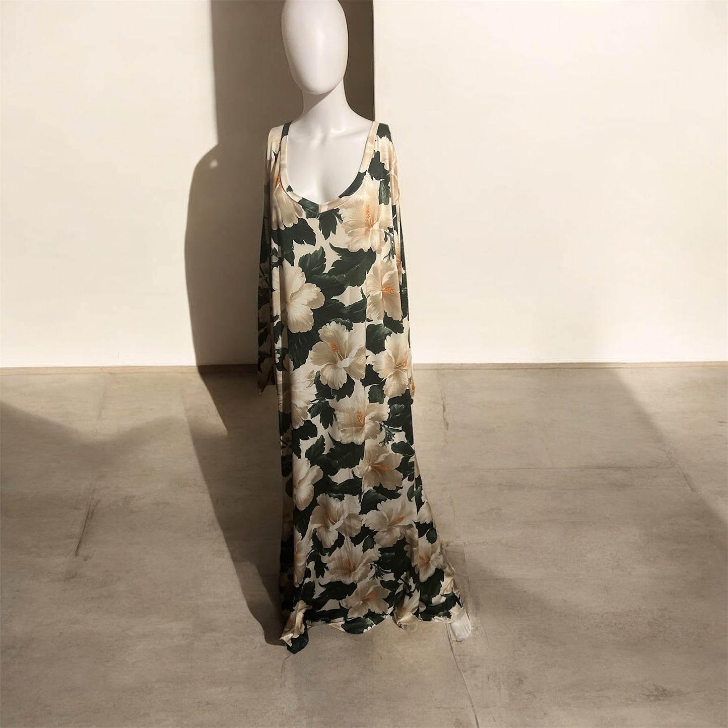 Floral Cream & Green Maxi Dress Size 4XL new