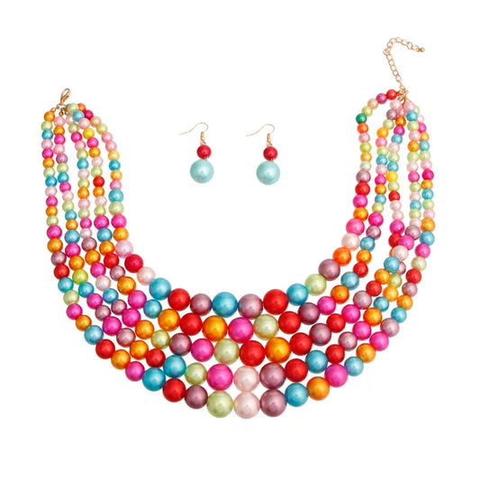 “Rainbow” 5 Strand Necklace Set