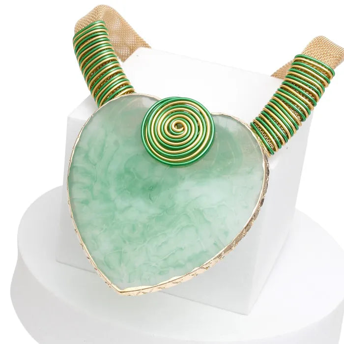 “Grace” Green Mesh Necklace Set