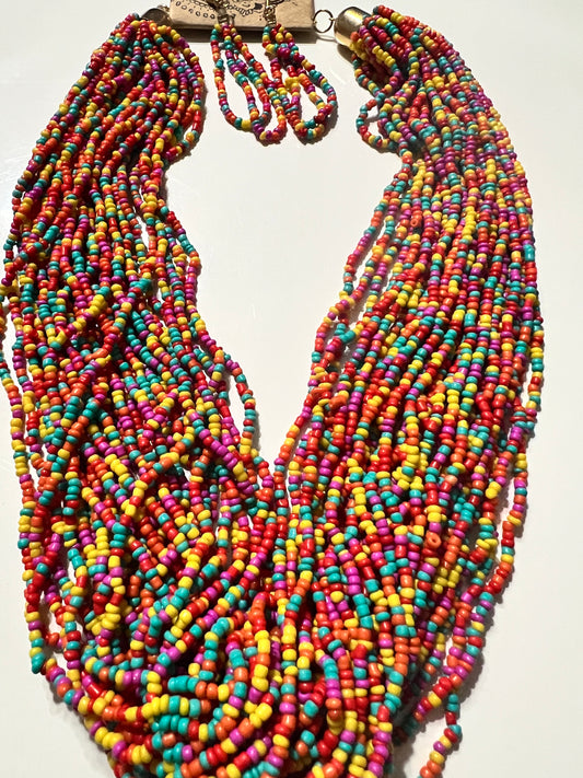 “Starburst” Seed-bead Necklacen Earrings