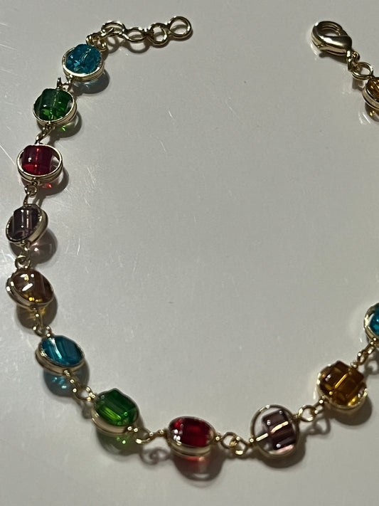 Colorful Goldfilled Bracelet 7 inches