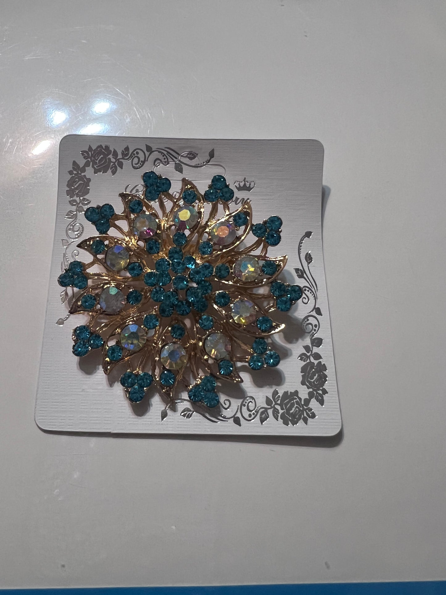 Blue Burst Brooch