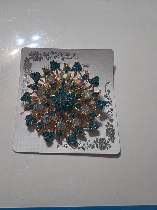 Blue Burst Brooch