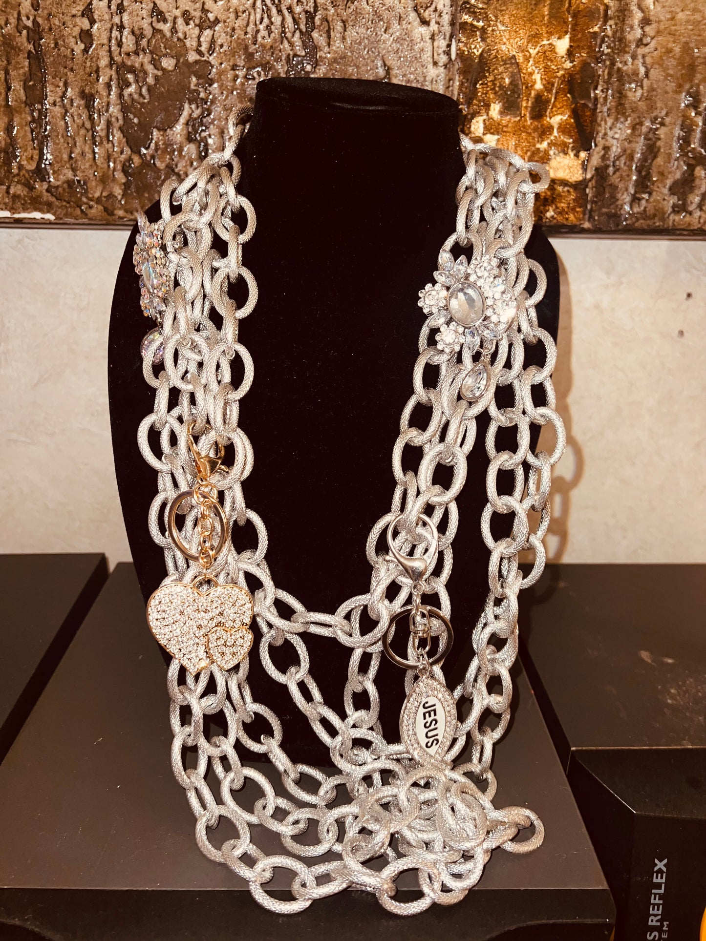 “Sassy” Jumbo Silver Link Charm Necklace