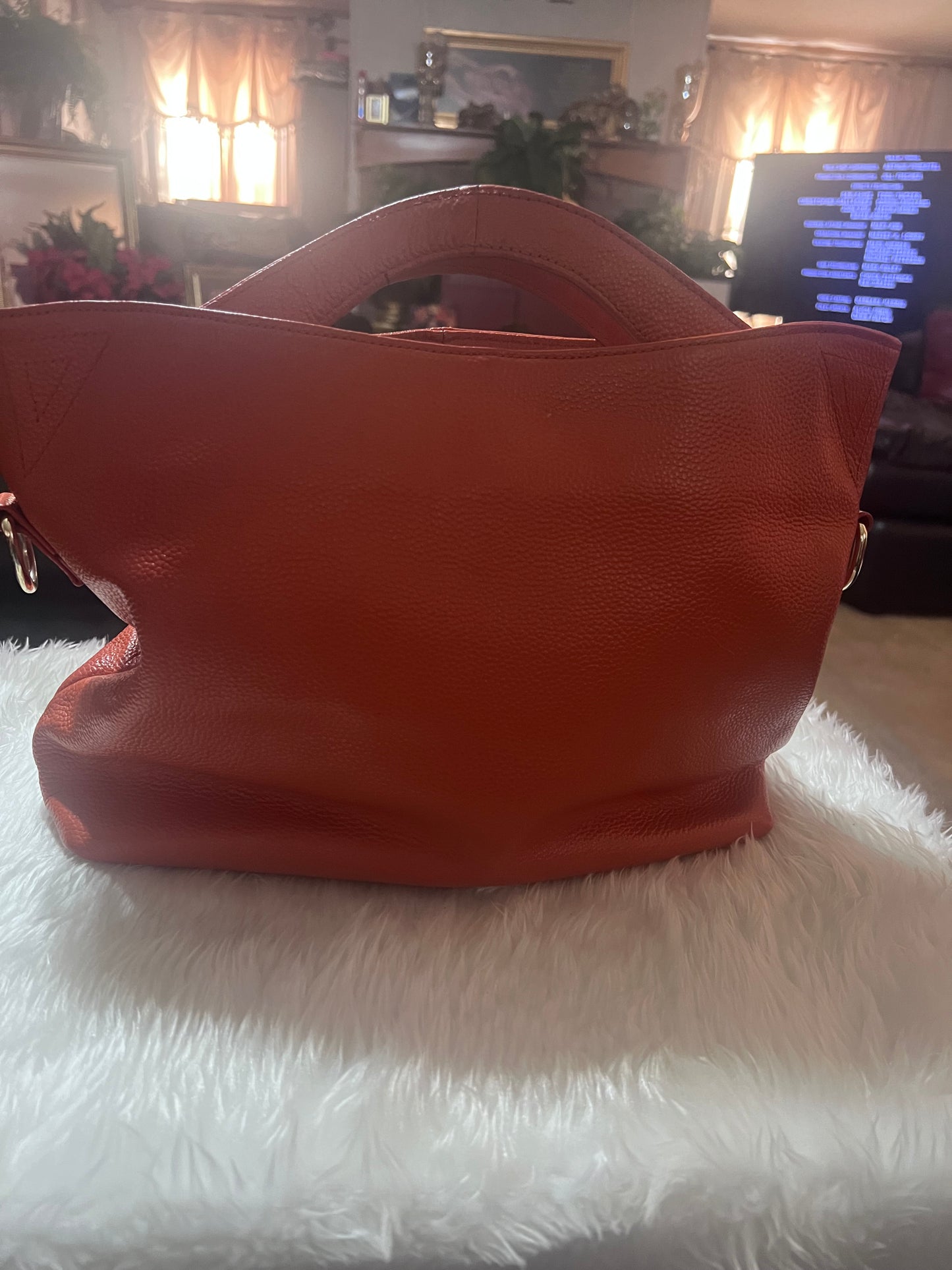 “Paste “ Orange Leather Handbag
