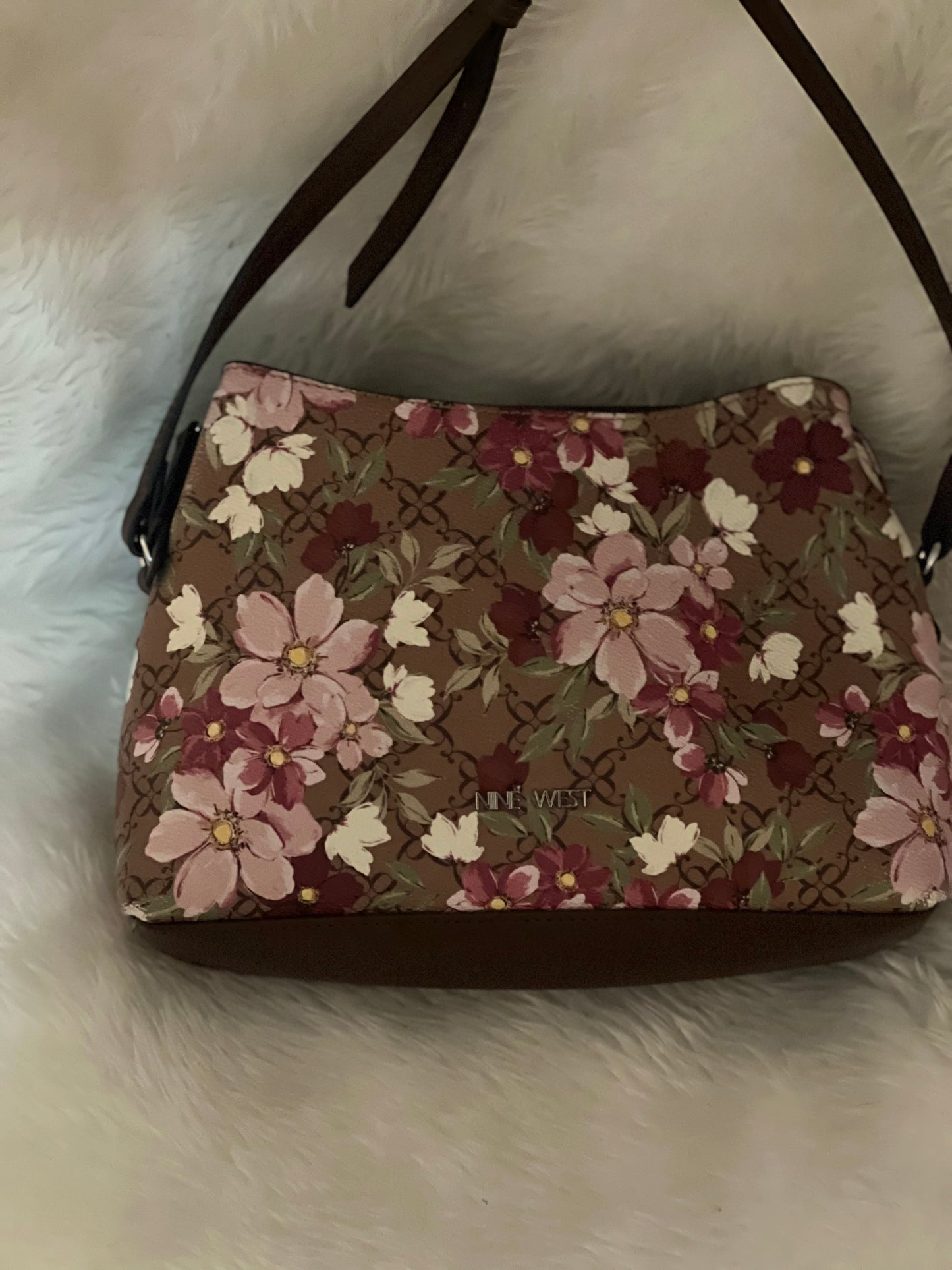 Nine West Floral Faux Leather Crossbody