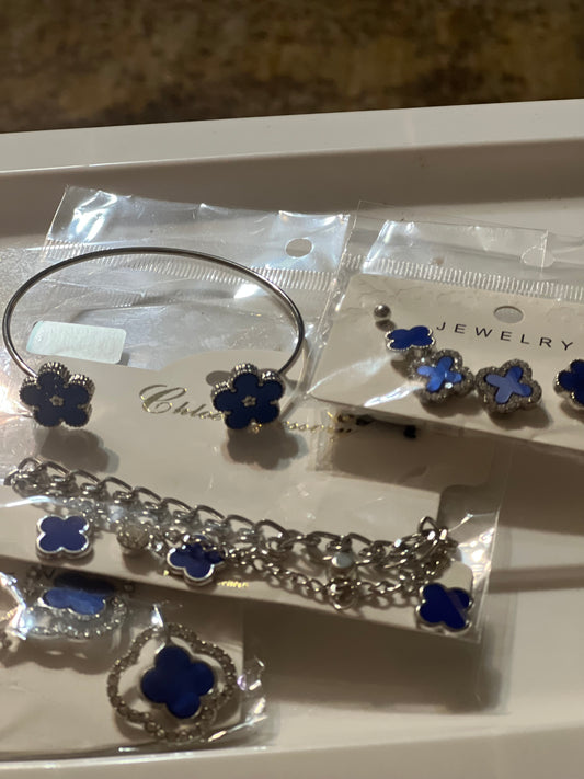 Blue & Silver Clover Set
