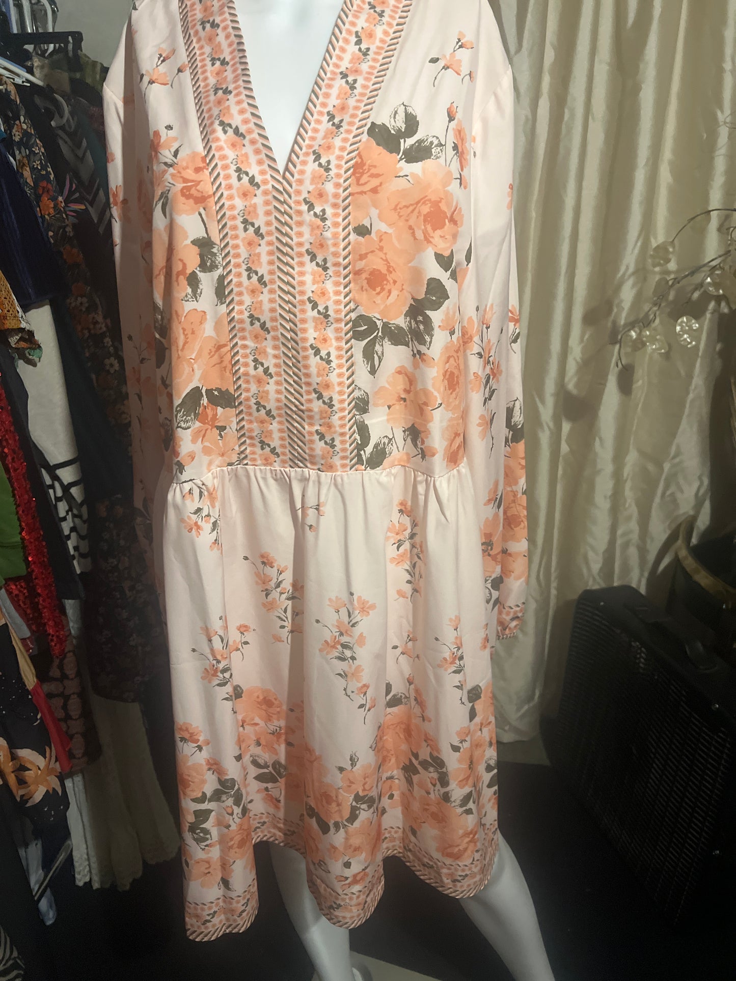 Dress Peach & Green Size xl new