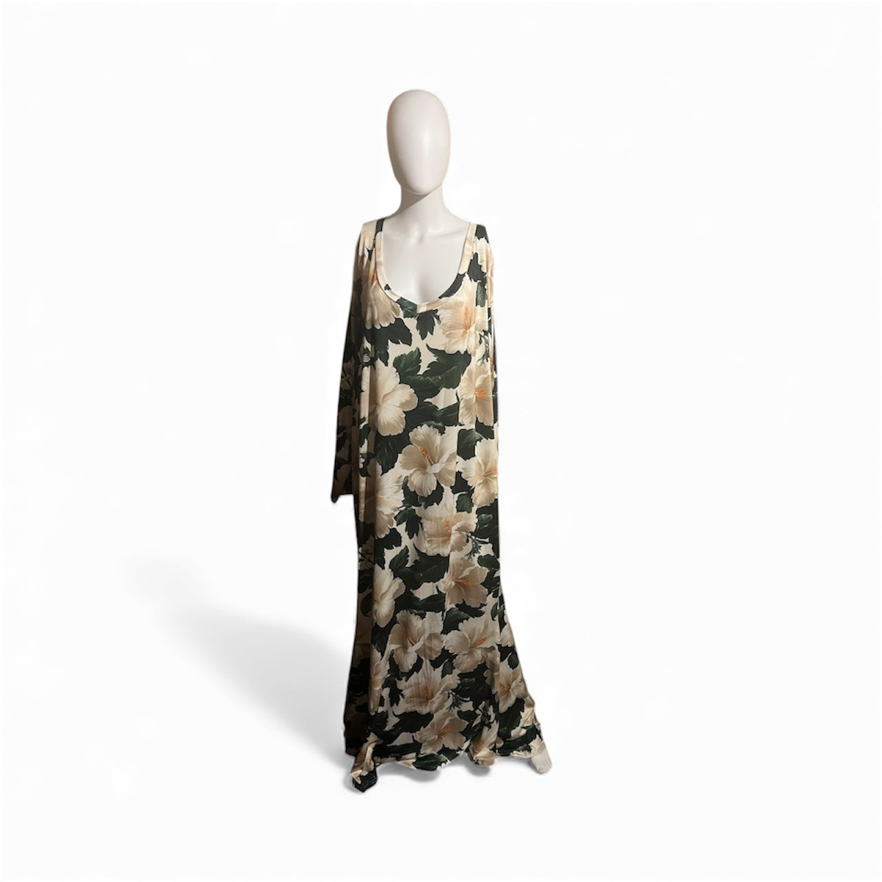 Floral Cream & Green Maxi Dress Size 4XL new