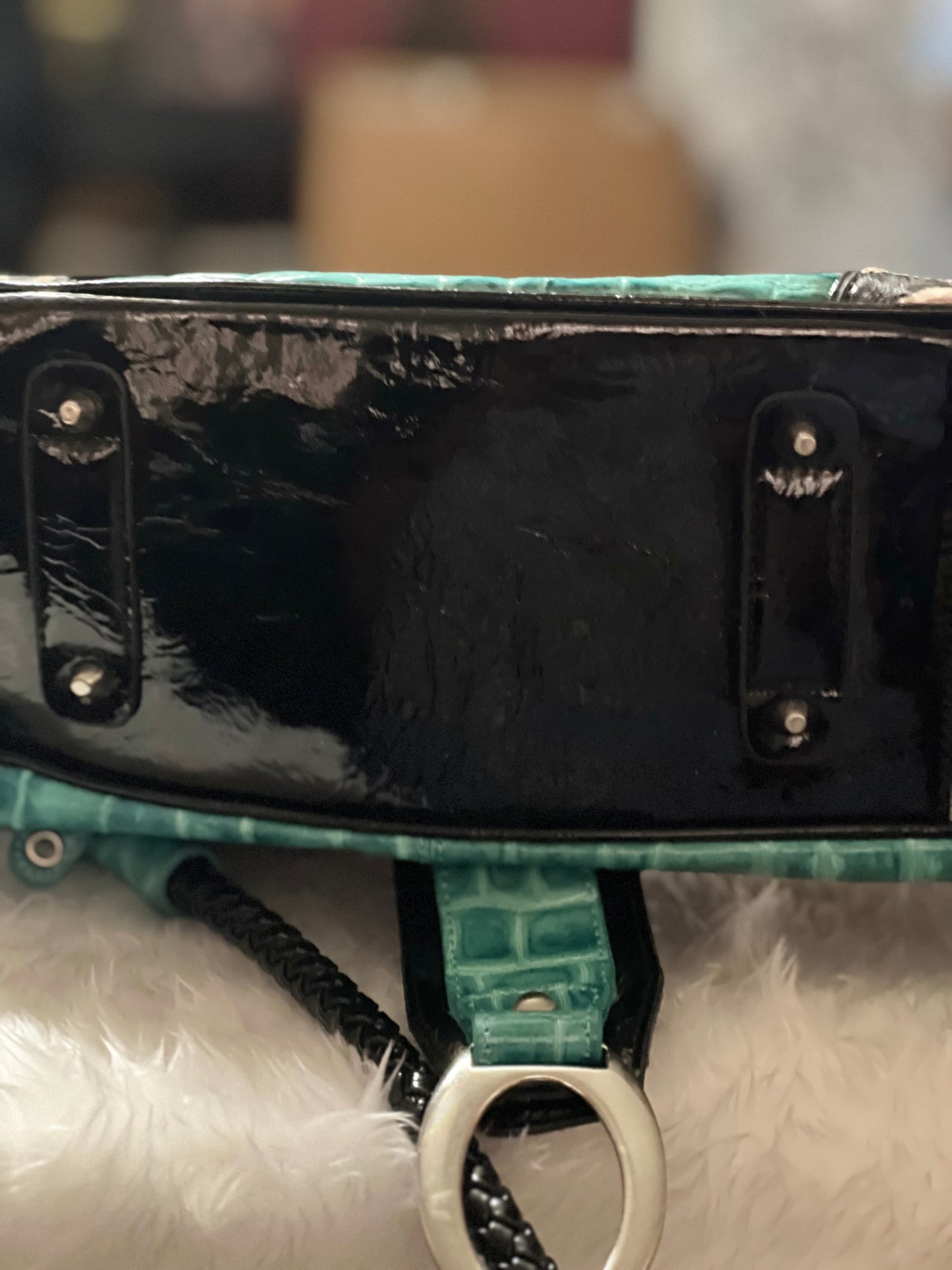 MC Teal & Zebra Print Purse