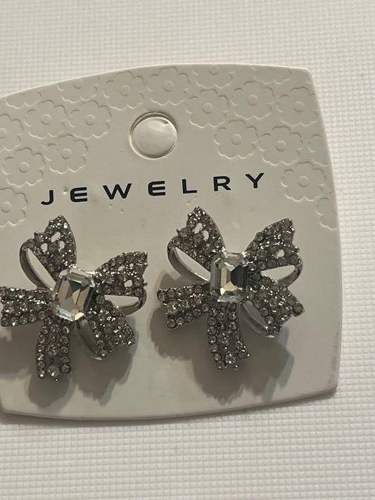 Clear Bling Bow Earrings
