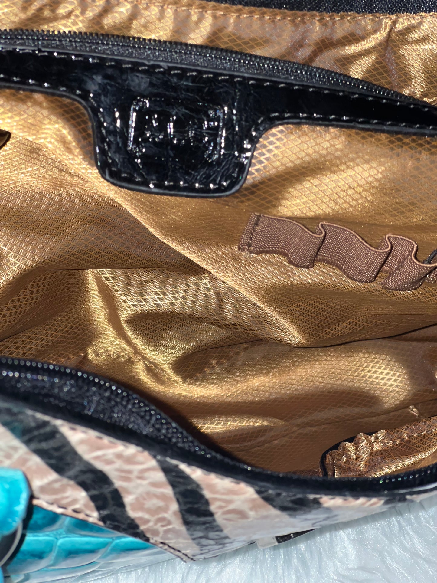 MC Teal & Zebra Print Purse