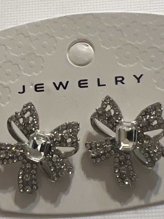 Clear Bling Bow Earrings