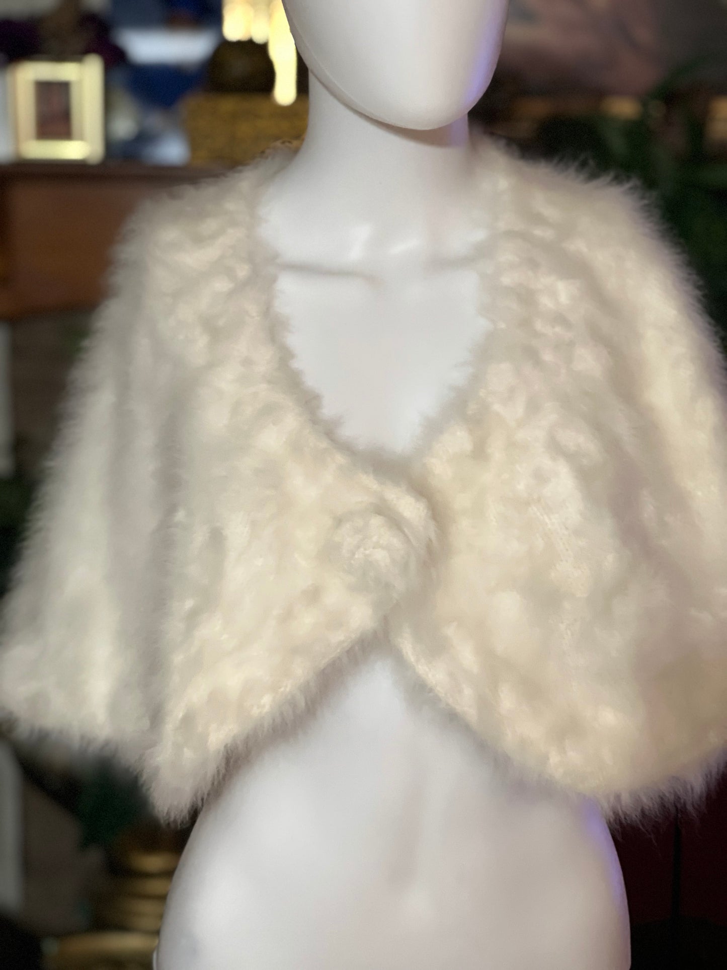 White Faux Fur Shrug XL