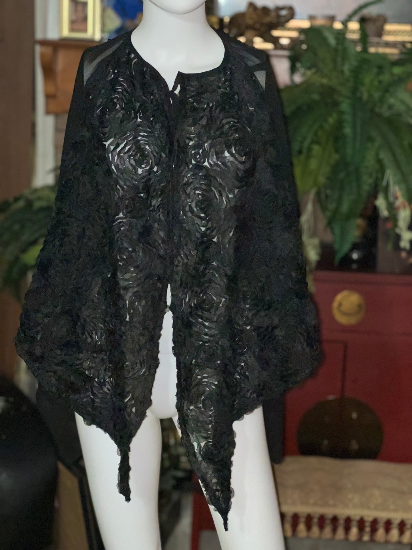 Black Sheer Shrug Top Size 2x