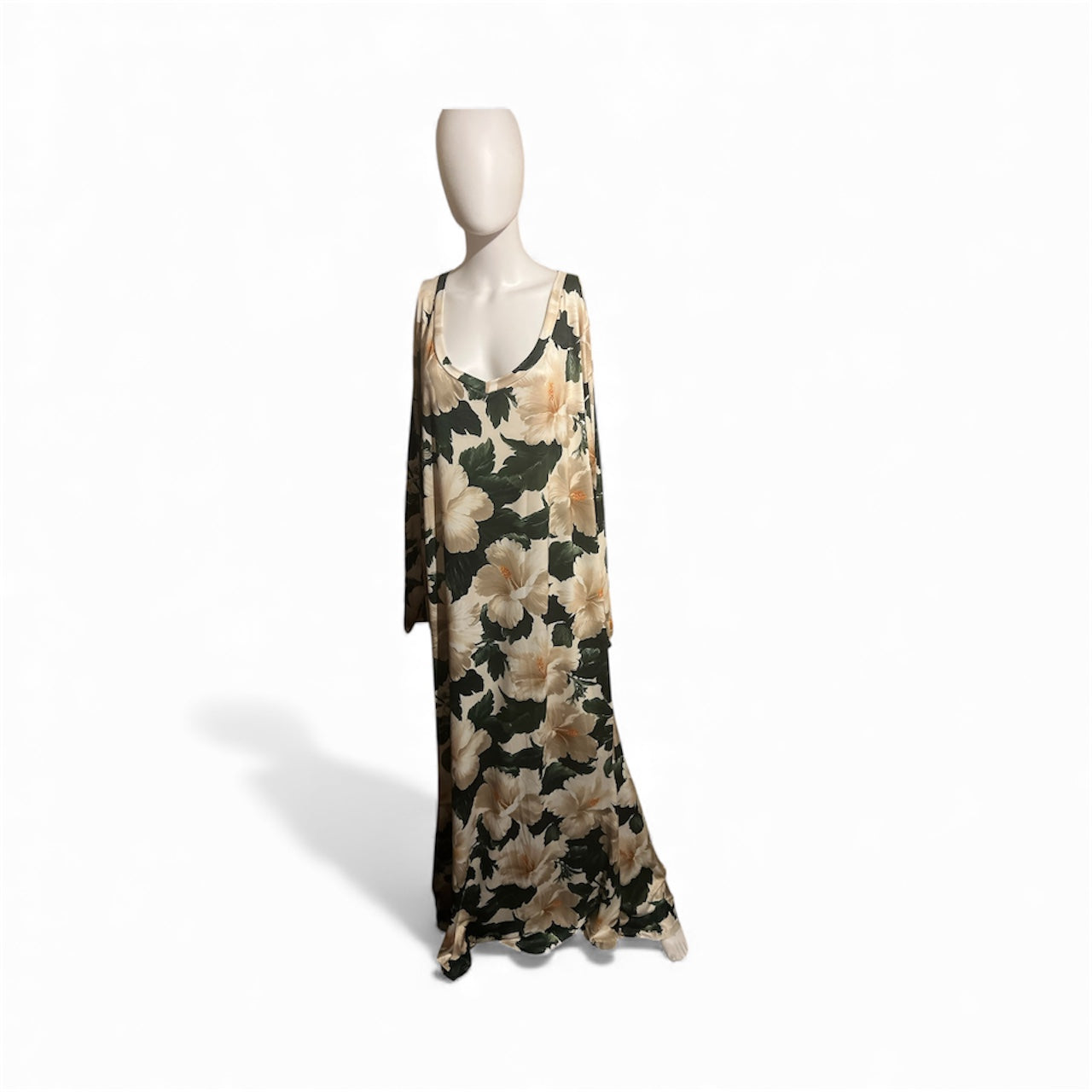 Floral Cream & Green Maxi Dress Size 4XL new