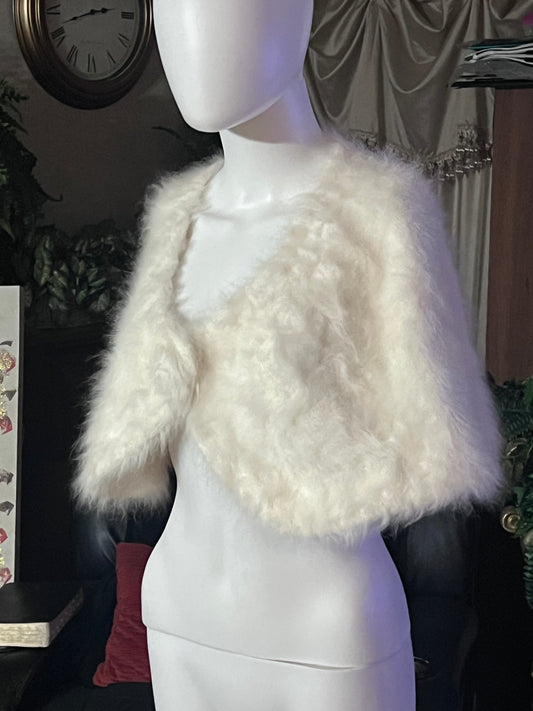 White Faux Fur Shrug XL