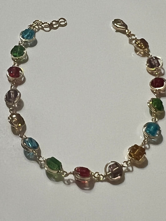 Colorful Goldfilled Bracelet 7 inches