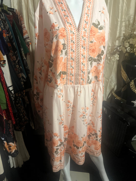 Dress Peach & Green Size xl new