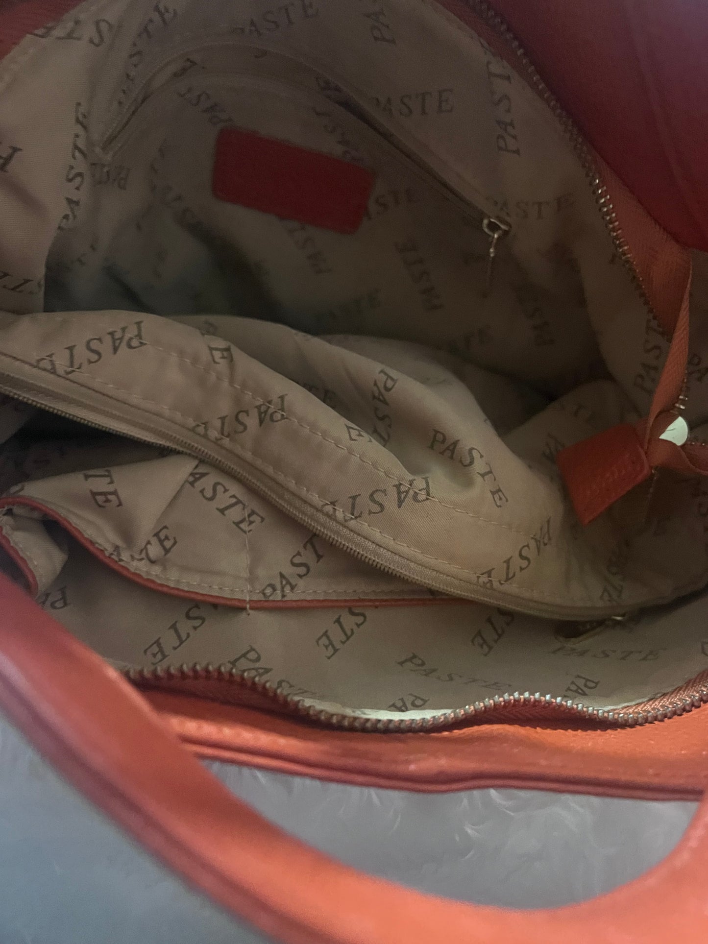 “Paste “ Orange Leather Handbag
