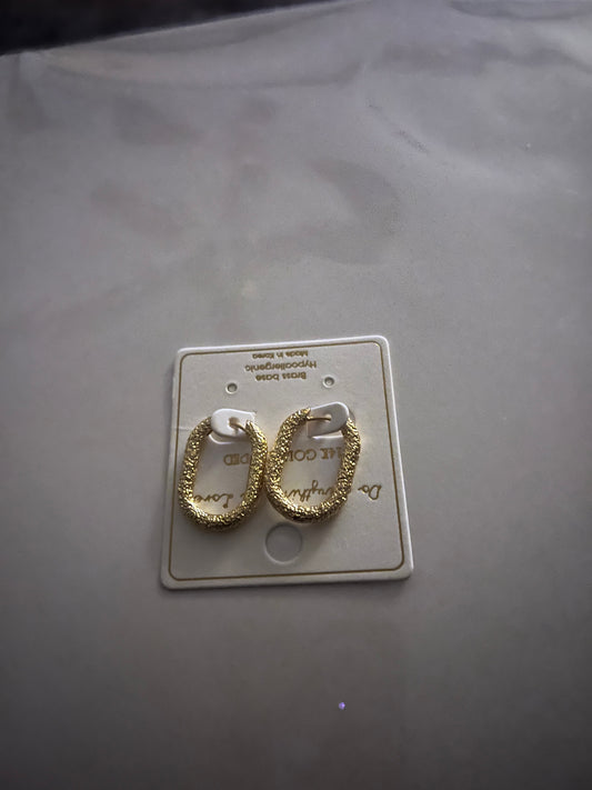 14kt Gold Dipped Textured Hoop