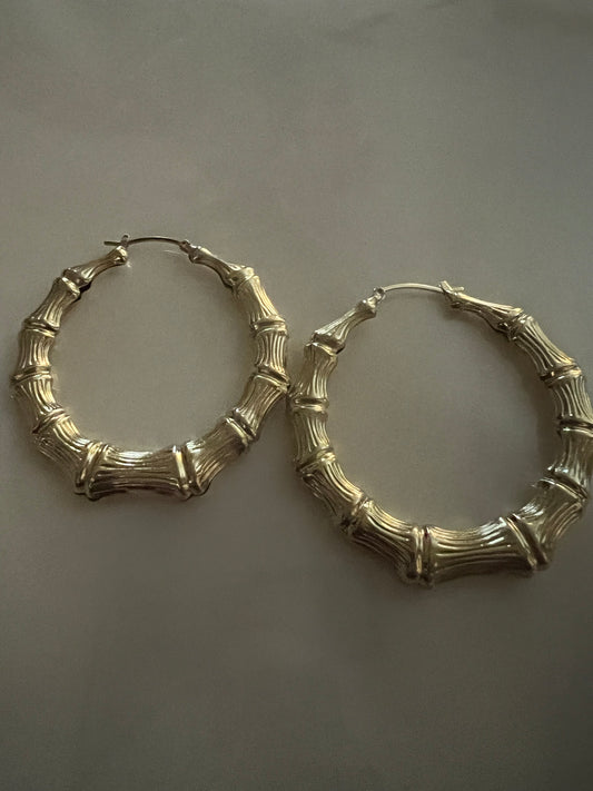 Large Gold Filled Bamboo Earrings
