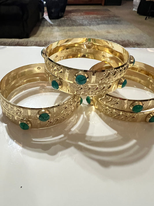 Teal Stoned Gold Filled Bangles Size 5