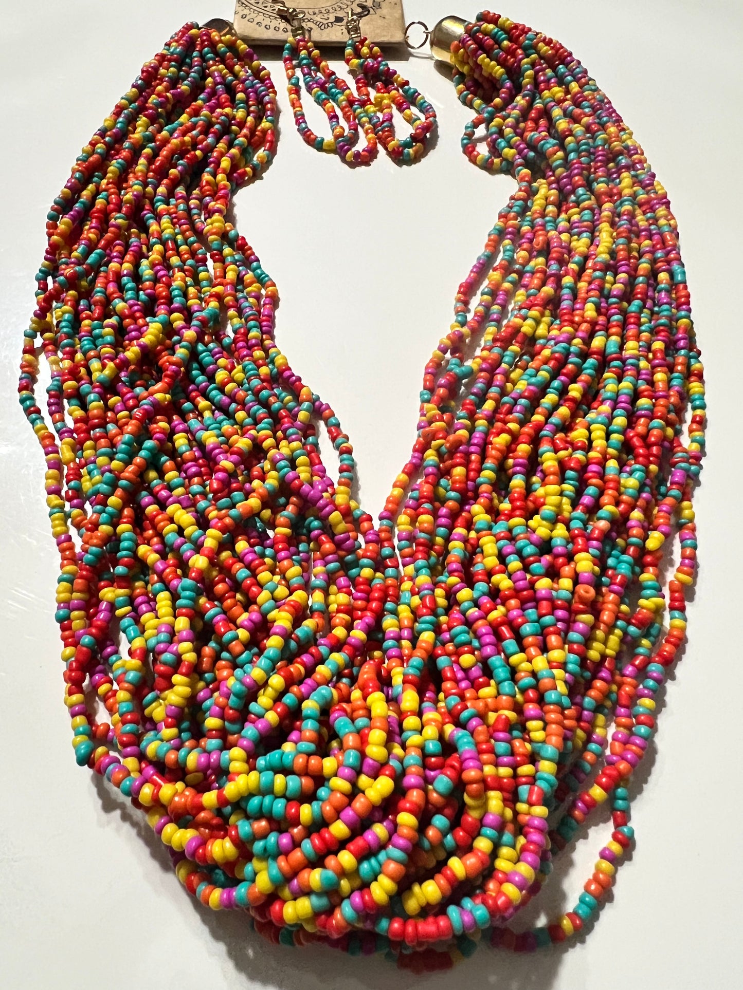 “Starburst” Seed-bead Necklacen Earrings