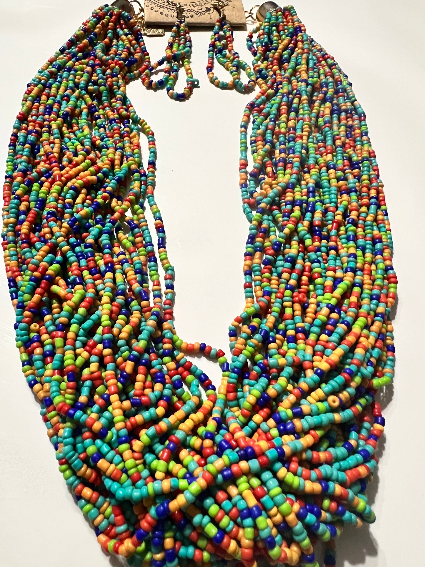 “Glory” Seed-bead Necklace n  Earrings Set