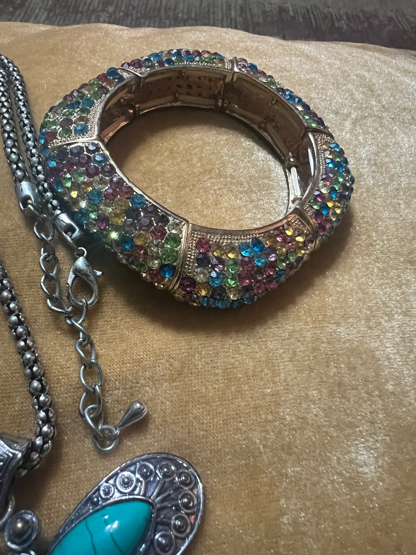 Bling Stretch Bangle and Dragonfly Necklace