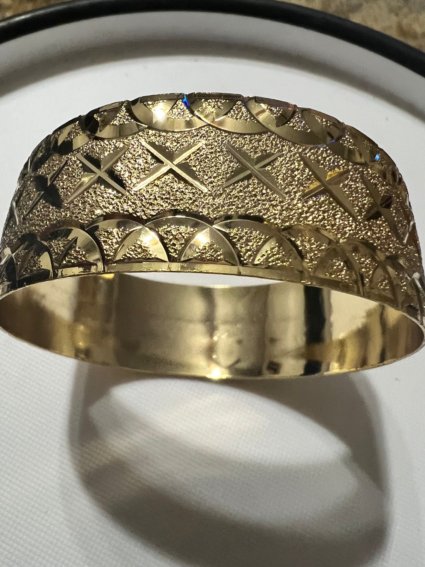 Gold Filled X Wide Bangle Size 6