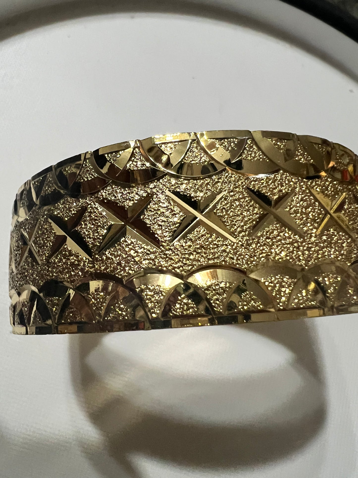 Gold Filled X Wide Bangle Size 6