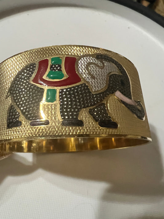 Gold Filled Elephant Bangle Size 6