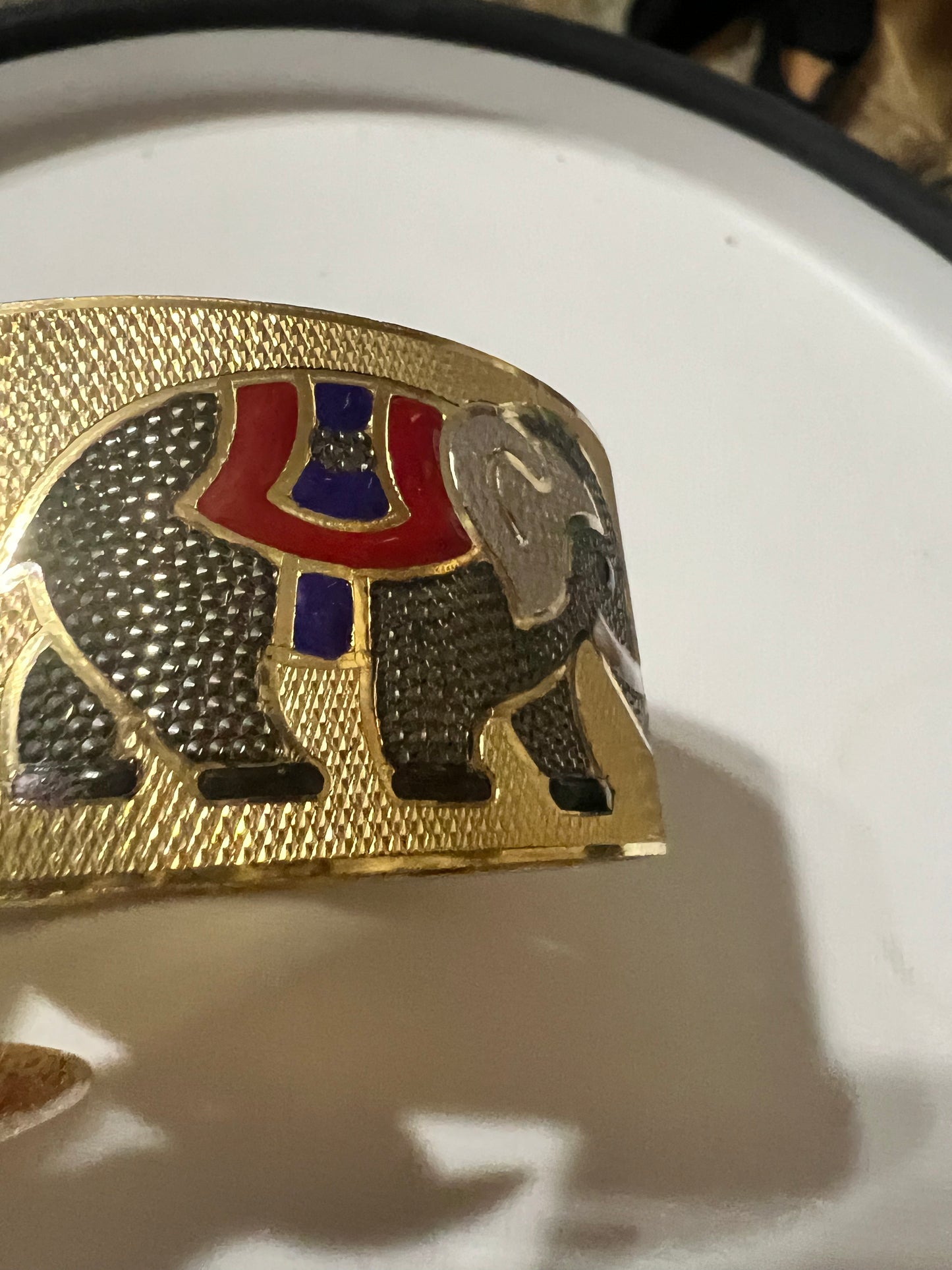 Gold Filled Elephant Bangle Size 6