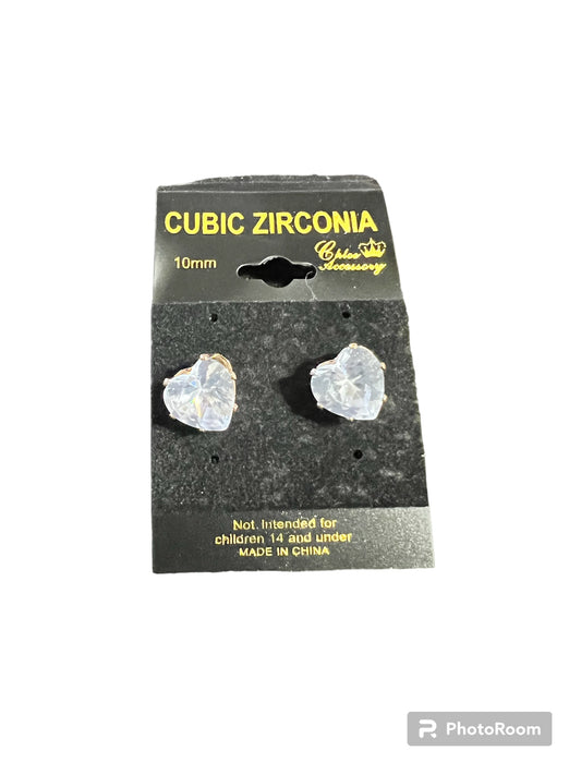 Cubic Zirconia Heart 10mm Earrings