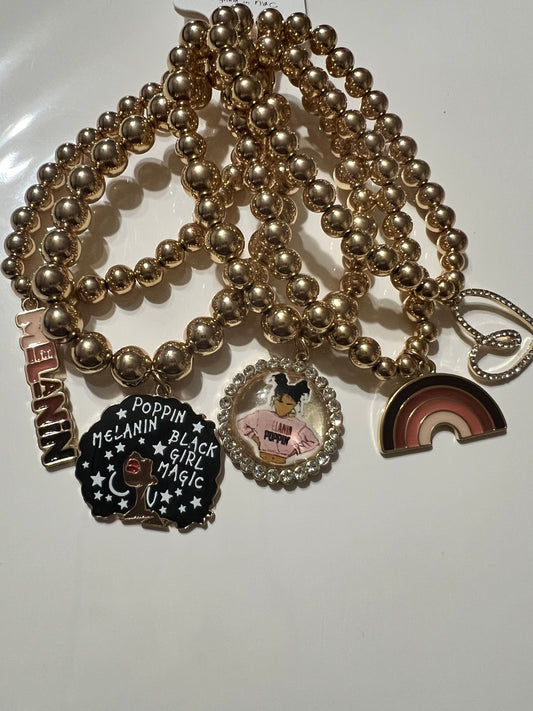 Black Girl Magic 5 Piece Stretch Charm Bracelet