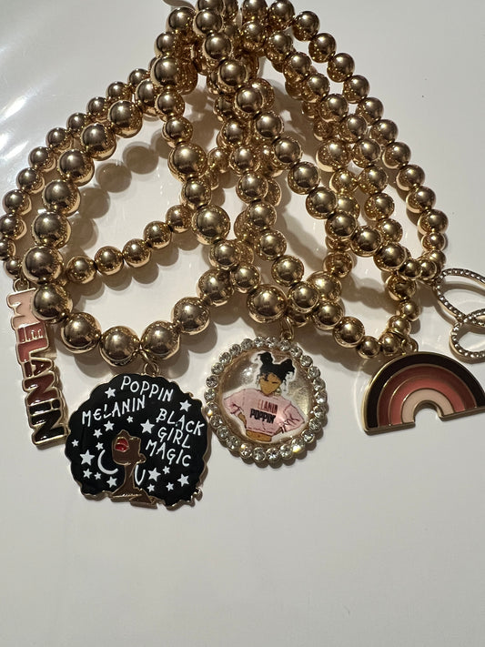 Black Girl Magic 5 Piece Stretch Charm Bracelet